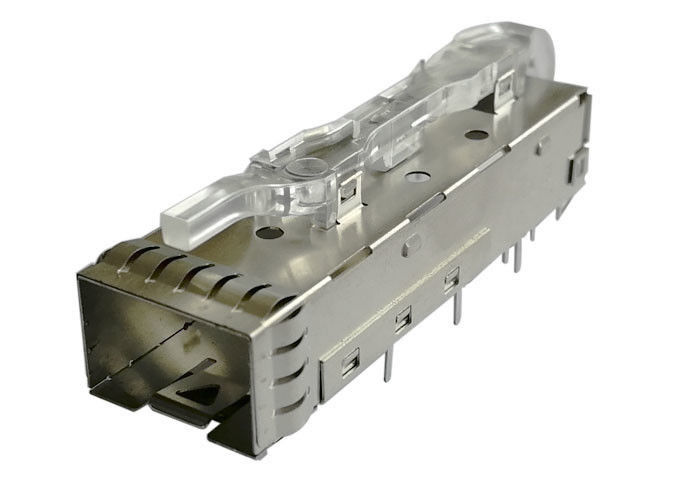 3.0 مم لحام آخر PIN 1 × 1 الجمعية قفص SFP مع الأنابيب الخفيفة EMI الربيع إصبع